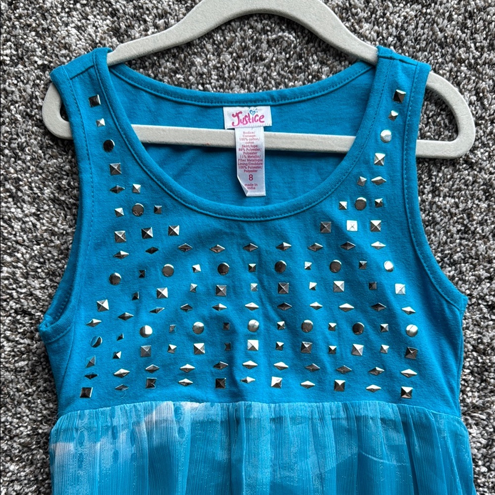 Justice Girls Blue Sleeveless Scoop Neck Maxi Dress - Picture 6 of 6